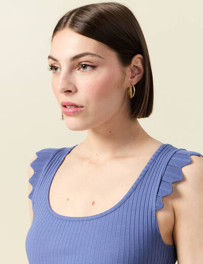 Débardeur bretelles larges bleu gris femme