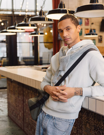 Sweat à capuche vert clair homme