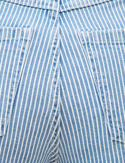 Bermuda large taille haute en jeans denim stone femme
