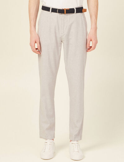 Pantalon chino longueur 32 avec ceinture gris fonc&eacute; homme