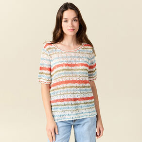 Pull manches courtes violet clair femme