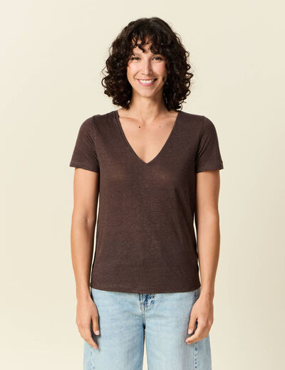T-shirt éco-responsable marron femme