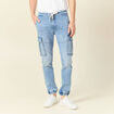 Jeans battle à coulisse denim bleach homme