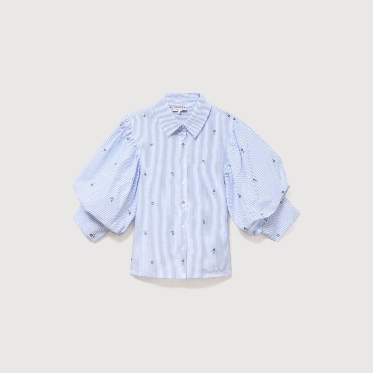 Chemise ample manches coude bleu ciel femme