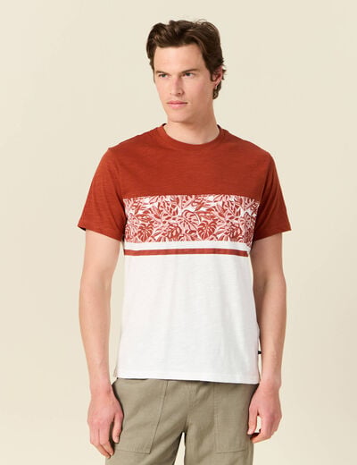 T-shirt en coton manches courtes ecru homme