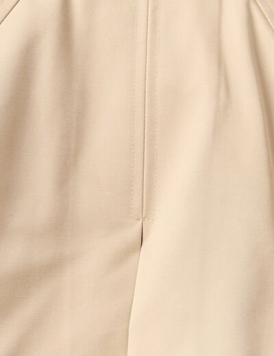 Trench droit court col montant beige femme