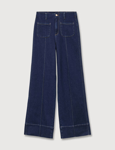 Jeans wide large taille haute denim brut rinse femme