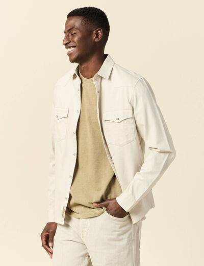 Chemise manches longues beige homme