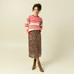 Pull manches longues col rond rouge femme