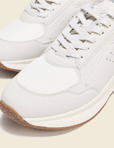 Baskets jogger à lacets ecru homme
