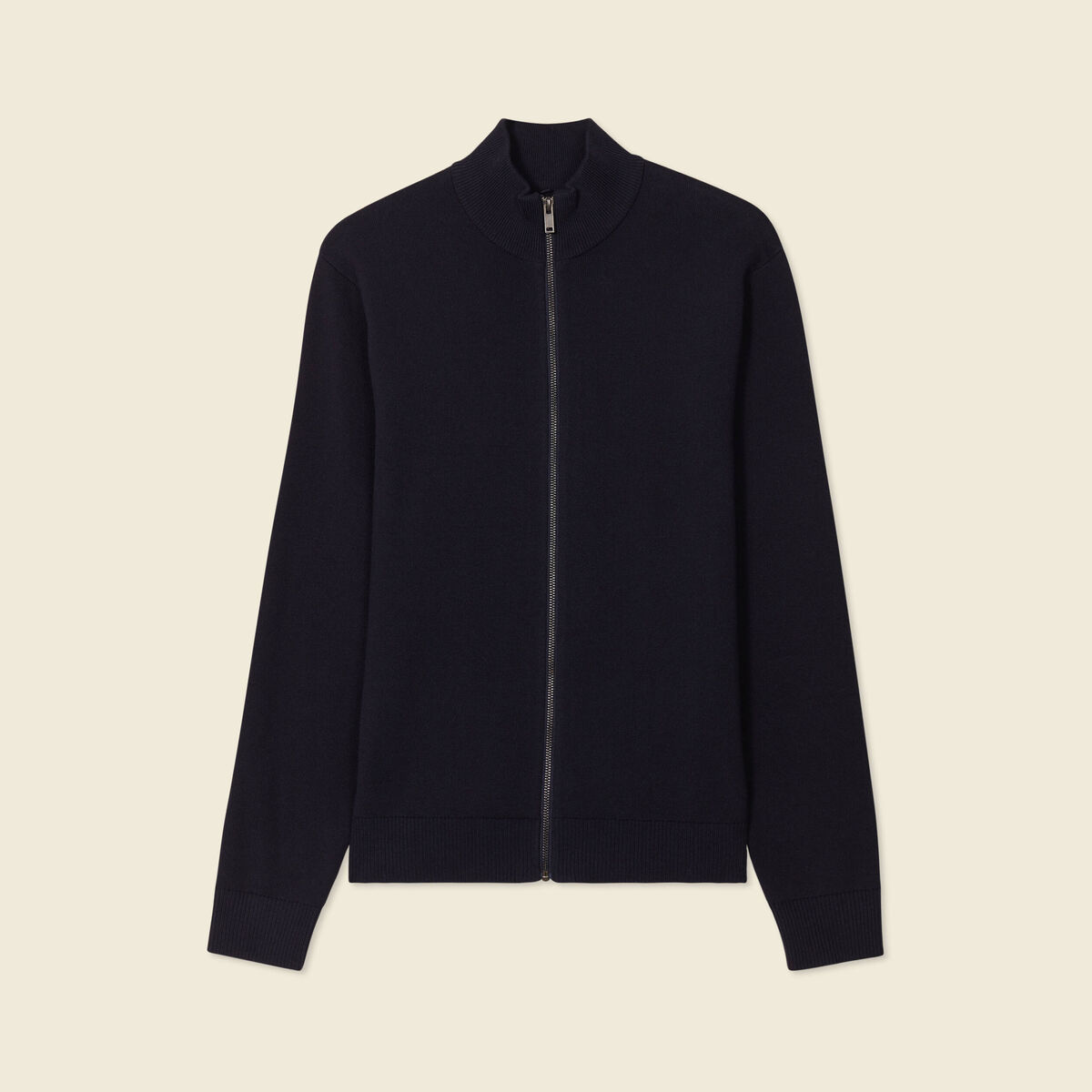 Gilet manches longues zipp&eacute; bleu marine homme