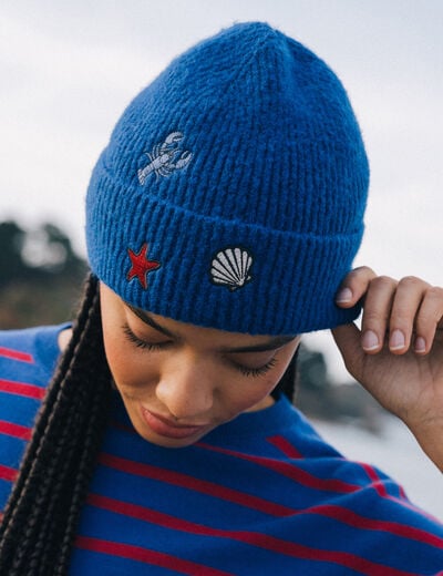 Bonnet bleu electrique femme