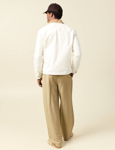 Blouson manches longues en coton ecru homme