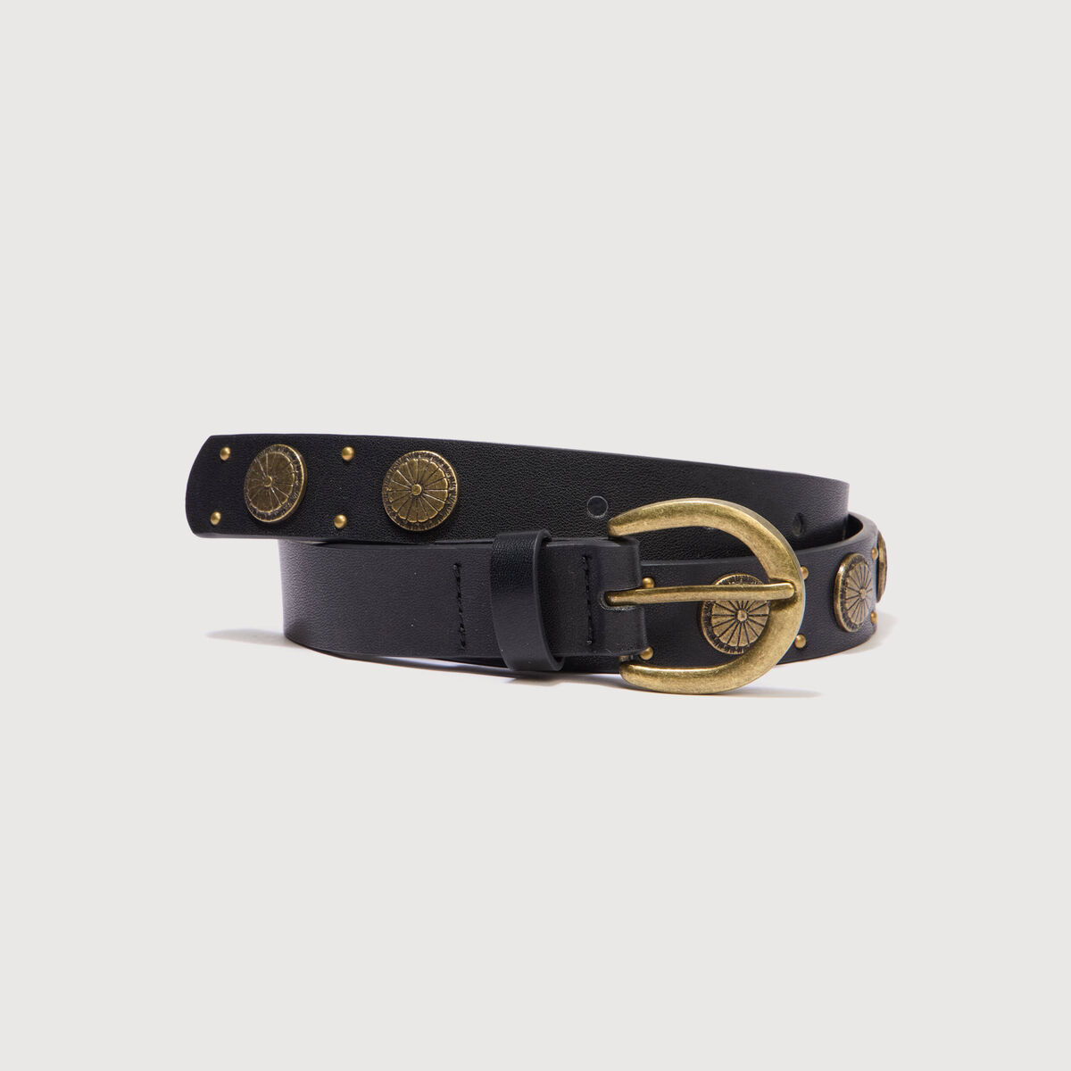 Ceinture fine avec ornements noir femme