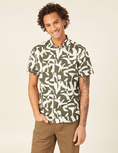 Chemise manches courtes vert kaki homme