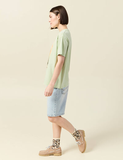T-shirt oversize en coton vert clair femme