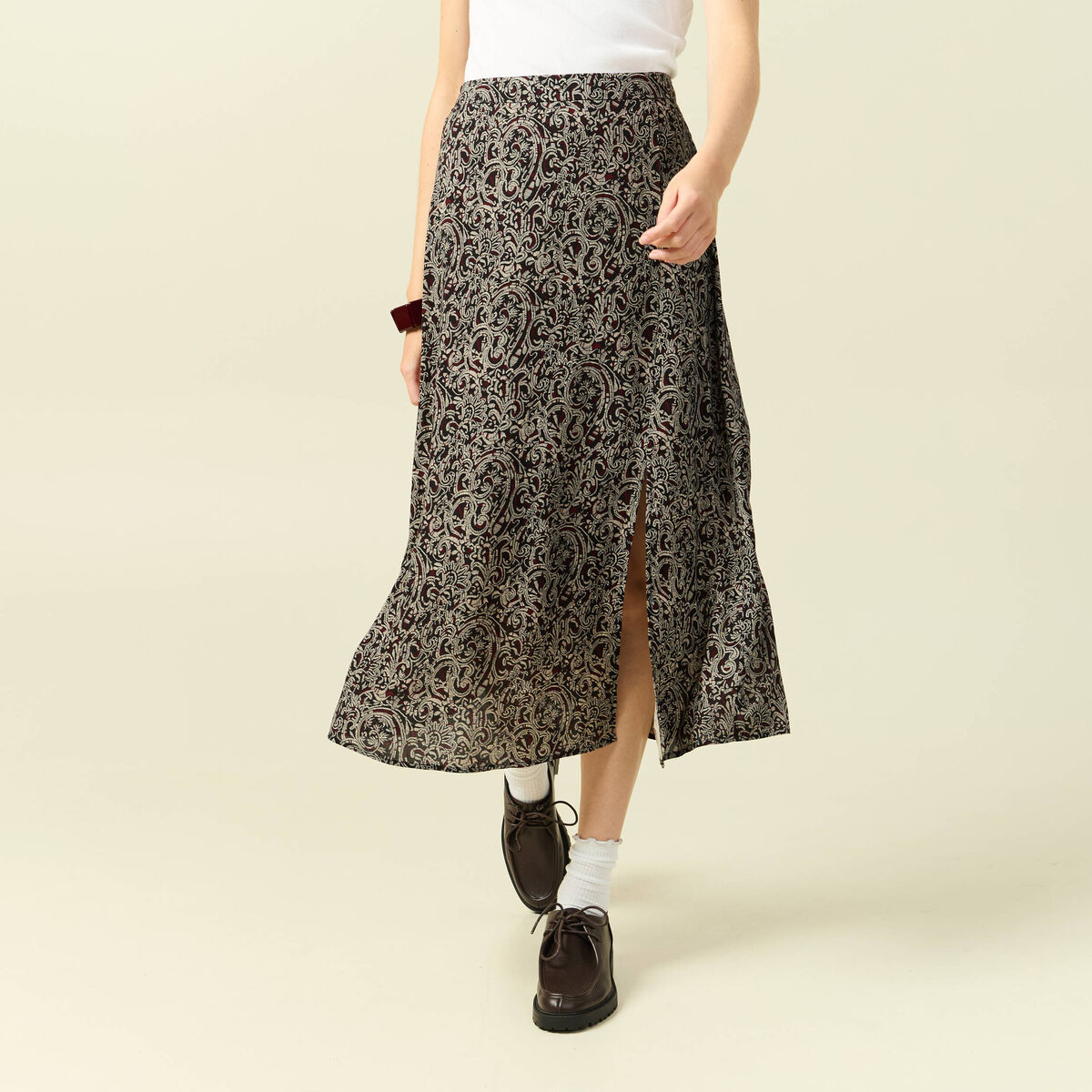 Jupe fluide noir femme