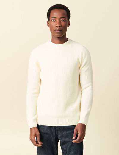 Pull manches longues fabriqu&eacute; en France ecru homme