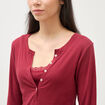 T-shirt cintr&eacute; manches longues rouge fonc&eacute; femme