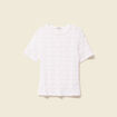 T-shirt cintré col rond dentelle blanc femme
