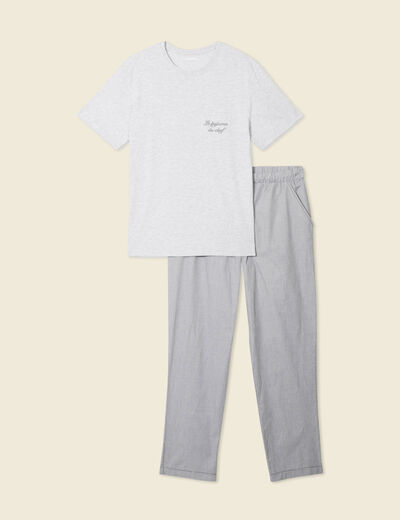 Ensemble pyjama 2 pièces gris clair homme