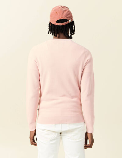 Pull éco-responsable rose clair homme