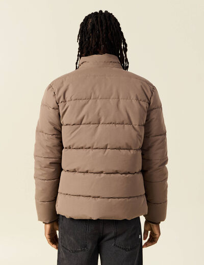Doudoune capuche amovible marron foncé homme