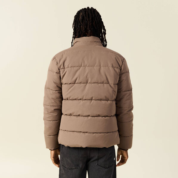 Doudoune capuche amovible marron foncé homme