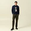 Pull col rond manches longues bleu marine homme