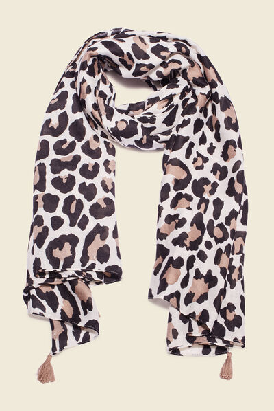 Foulard à pampilles noir femme