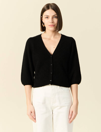 Gilet manches 3/4 noir femme