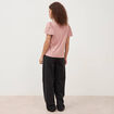 T-shirt droit col rond manches courtes vieux rose femme