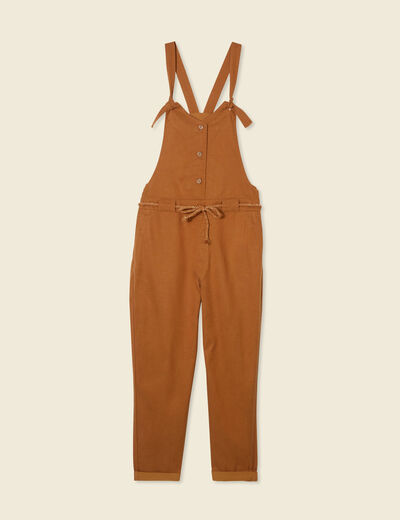 Salopette fluide boutonnée camel femme