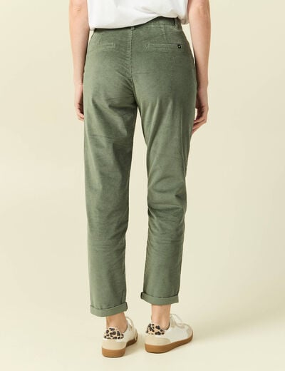 Pantalon large 7/8&egrave;me taille haute vert kaki femme