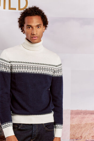 Pull manches longues vert kaki homme