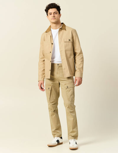 Pantalon cargo droit beige homme