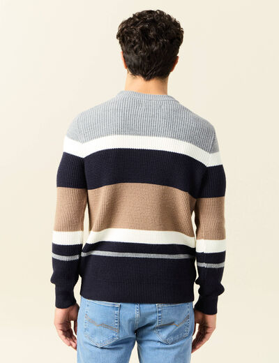 Pull manches longues bleu marine homme