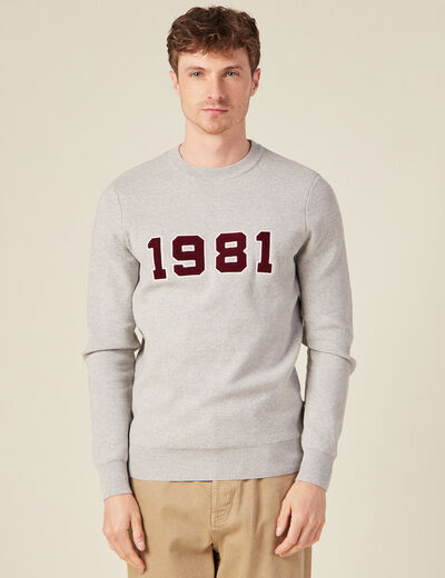 Pull manches longues col rond gris foncé homme