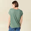 T-shirt droit court manches courtes vert fonc&eacute; femme