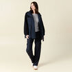 Manteau manches sherpa bleu marine femme