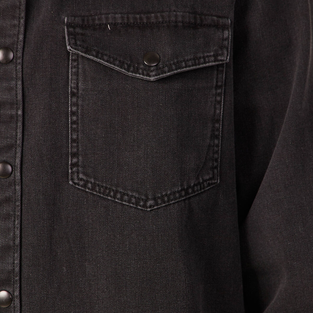 Chemise manches longues jean denim noir homme