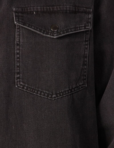 Chemise manches longues jean denim noir homme