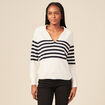Pull col polo éco-responsable bleu marine femme