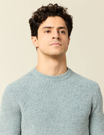 Pull manches longues vert foncé homme