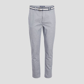 Pantalon chino ceinturé bleu marine homme