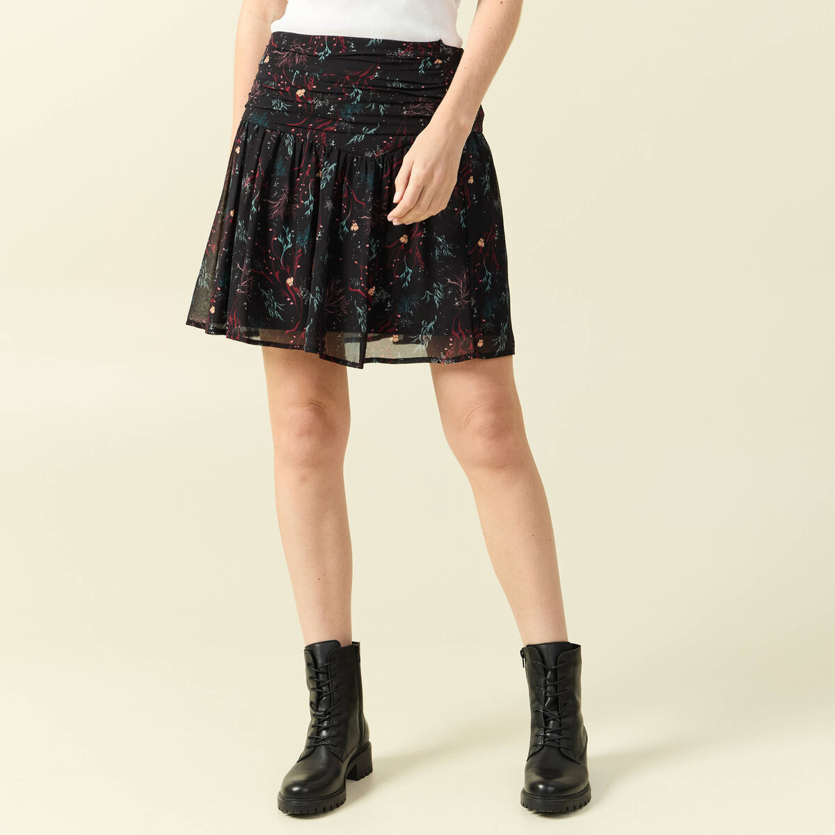 Jupe avec doublure noir femme