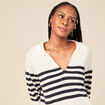 Pull col polo éco-responsable bleu marine femme