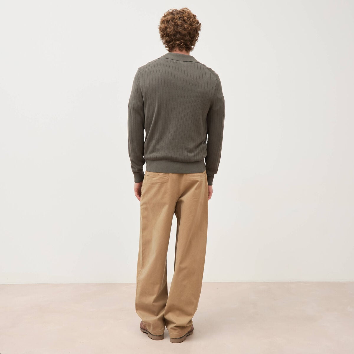 Pull manches longues vert fonc&eacute; homme