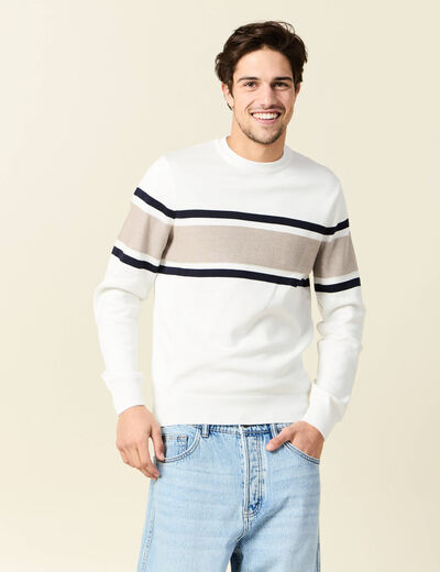 Pull manches longues ecru homme
