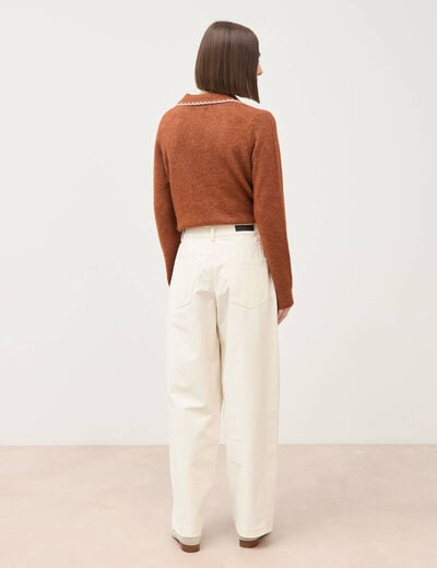 Pantalon coupe regular ecru femme